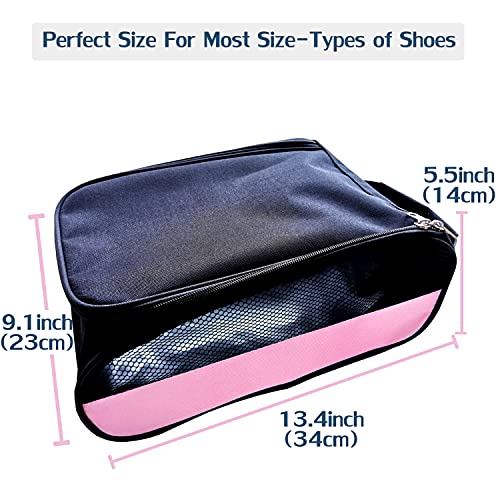 Golf Shoe Bag, Golf Shoes Bags Men/Women Outdoor Zippered Carrier Bags with Ventilation Sport Shoes Bag Travel Shoe Bags (Light Pink) - color: Light Pink