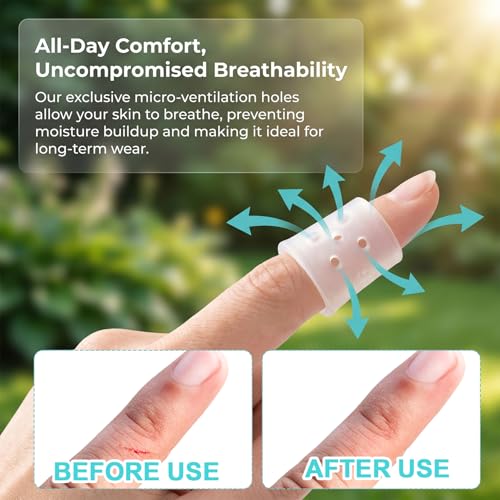 12pcs Silicone Finger Covers for Skin Picking, Breathable Stop Nail Biting Finger Guard with Air Holes, Reusable Non-Slip Finger Cots Sleeves for Cuticle Protection Anti Skin Picking - Clear