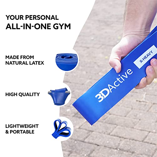 3DActive Pull Up Assist Band - Resistance Band for Strength Training, Powerlifting, Body Stretching, Crossfit - Exercise Guide Included. - color: #5 Blue - 65 to 175 Pounds (2.5" *4.5mm) - Single Band