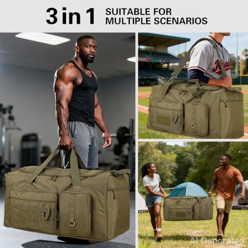 120L Extra Large Duffle Bag for Men, 32" Heavy Duty Sports Gym and Travel Duffel Bag with Shoes Compartment, Equipment Gear Bag for Football Soccer Baseball Hockey Helmets Pads, XL Giant Brown - color: Brown