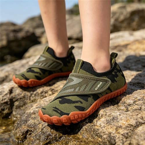 KUBUA Versatile Kids Water Shoes Boys Girls Quick Dry Swim Aqua Socks | Wide Toe Box, Lightweight, Barefoot-Style, Breathable, Beach, Pool, Kayak, Water Parks, Hiking, Toddler, Little Kid, Big Kid - color: Green, size: 8 Toddler