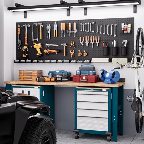 INCLY 48x36 Inch Metal Peg Board Kit 1/4" Pegboard Hooks Accessories | 6PCS Peg Board Panels, 234PCS Pegboard Accessories, Black Pegboard Wall Organizer, Tool Storage System for Garage Workbench - size: 48x36 Inch