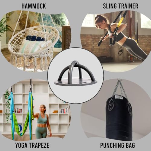 Ceiling Hooks - Industrial Strength Hold Up to 600 lbs, Includes Anchors & Bolts Yoga Starter Set - Suitable for Gym Rings, Suspensions, Indoor/Outdoor Use