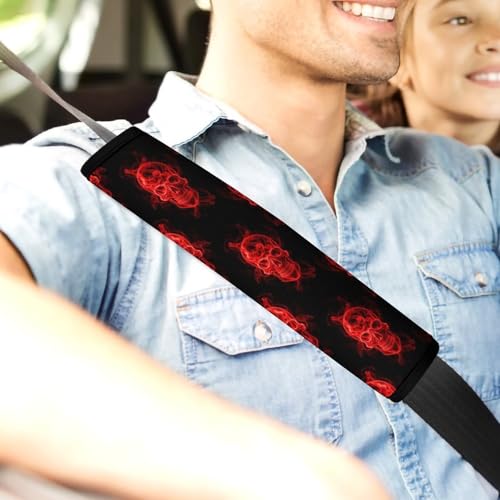 2 Pack Red Skull Car Seat Straps Shoulder Pads Universal Soft and Comfortable Seat Belt Cushion for Adults and Children, Stroller Pushchair High Chair - color: Pattern 920
