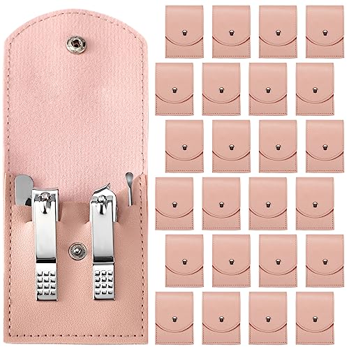 Lasnten 24 Set Valentine Manicure Set Bulk Nail Clippers Grooming Nail Kit Stainless Steel Professional Pedicure Tools Kit with Travel Case for Men Women Valentine's Day Gift(4 in 1,Pink) - color: Pink, size: 4 in 1