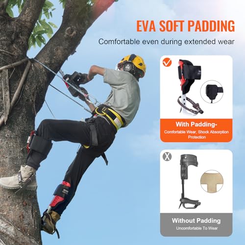 VEVOR Tree Climbing Spikes, 1 Pair Height-Adjustable Climbing Spurs, 350lbs Load Capacity Tree Climbing Gear with Straps, Arborist Equipment for Climbers, Hunting, Fruit Picking - color: Red (Upgraded)