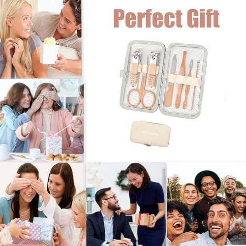 Manicure Set,Nail Clipper Set Personal Care Manicure Pedicure Set Portable Travel Grooming Kit for Women Men Family Friends Wife (Green) (Pink) - color: Pink