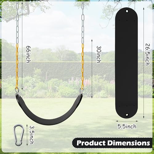 Sunnyglade 2PCS Swings Seats Heavy Duty with 66" Chain Support 250lb Black | Playground Outdoor Swing Seat Replacement with Snap Hooks, Coated Chains, Soft Eva Seat, Non-Slip Design & 250 Lb Capacity - color: Black