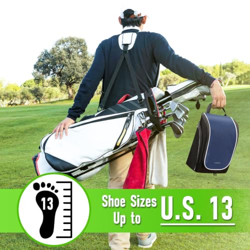 Smell Proof Shoe Cleat Bag for Travel Men - Golf Soccer Zippered Sport Shoe Carrier Bags with Ventilation & Side Pockets for Socks, Tees, Golf Balls; Golf Accessories Fathers Dad Day Gifts for Men