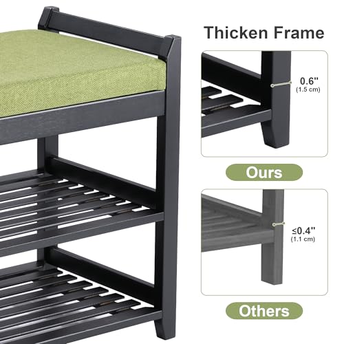 PETKABOO Shoe Rack Bench with Storage 27.6 in, Black Shoe Storage Bench with Cushion for Entryway, Hallway, Bedroom, Living Room - color: Black, style: 28 in