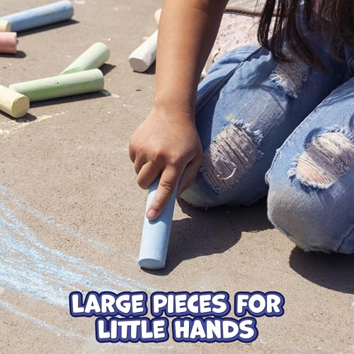 READY 2 LEARN Jumbo Sidewalk Chalk, Set of 20, 9 Colors | Washable and Non-Toxic, Bulk Sidewalk Chalk for Kids