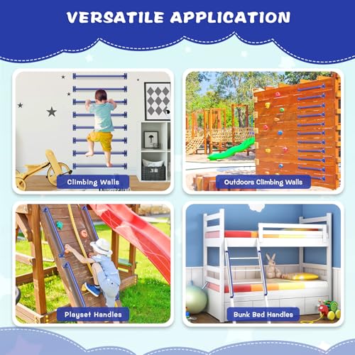 SELEWARE 42" Blue Playground Ladder Handle Metal Playset Handles Grab Bars | 500LB 2Pcs Heavy Duty Steel Kids Playground Handles for Indoor/Outdoor Ladder Handrail Swing Set Treehouse Rock Climbing Wall - color: D: 42"-2 Pcs-blue