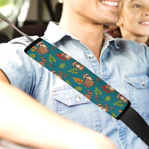 Soft Padded Car Seat Belt Pad for Child, Most Cars, 2 Piece Raccoon Seat Belt Cushion Comfortable Driving - color: Pattern 372