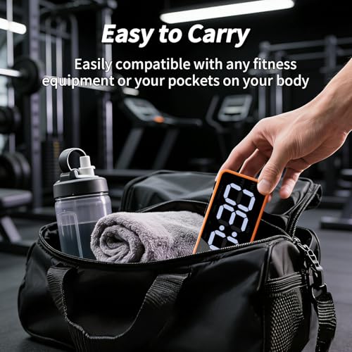 Gym Timer with Strong Magnet for Home Gym, Interval Timer Battery Supply | Workout Clock with Stopwatch, Count up/Down,Custom Interval for Fitness/Home/Boxing - style: 1 inch-Orange