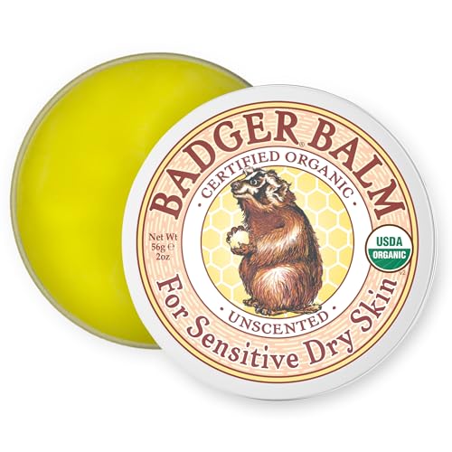 Badger Balm Unscented, 100% Organic Olive Oil & Beeswax, Fragrance Free Hand Cream, Long Lasting Sensitive Skin Moisturizer, 2 oz Tin - size: 2 Ounce (Pack of 1)
