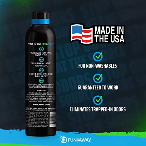 FunkAway Big Jobs Aerosol Spray, 13.5 oz., 3 Pack, Extreme Odor Eliminator Spray, Ideal for Shoe Smells, Pet Odors and Large Stuff that Won't Fit in the Wash; Attacks Musty Odors at the Source - size: 1 Count (Pack of 3)