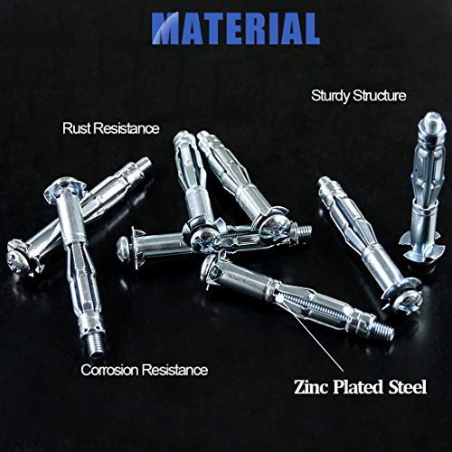 Glarks 30Pcs 5x65MM Heavy Duty Zinc Plated Steel Molly Bolt Hollow Drive Wall Anchor Screws Set for Drywall, Plaster and Tile (M5x65) - size: 5x65mm