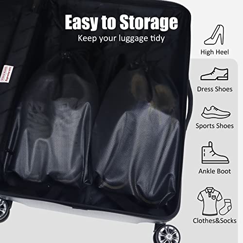 Gloppie Shoe Bags for Travel, (4-Pack) Shoe Storage Bag with Drawstring, Packing Organizer for Sneakers, Gym, Luggage, Closet, Weekender Overnight Travel Essentials - style: 4-pack