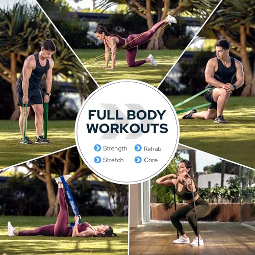 Gym Quality Long Resistance Bands Multi Pack of 5- Loved by Fitness Pros for Group Workouts in Gyms, Boxes, Studios and Bootcamps. Perfect for Pull Ups, Strength Training, Mobility - color: #3 Black, Medium