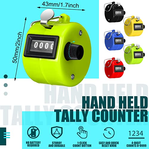 Kingdder 25 Pcs Hand Held Tally Counter 4 Digit Mechanical Palm Click Counter Handheld Tally Number Clicker for Counting Numbers Golf Sports Events Office Stadium - color: Multi Colors