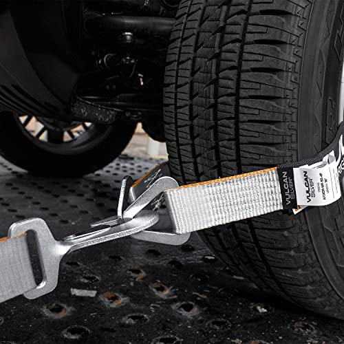 VULCAN Car Tie Down Axle Strap with Wear Pad - 2 Inch x 36 Inch - 4 Pack - Silver Series - 3,300 Pound Safe Working Load - size: 2" x 36" Silver Series (4 Pack)