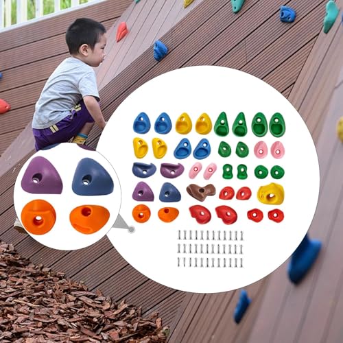 36x Rock Climbing Wall Holds Set, PP Climbing Grips with Screws, Easy Install Training Equipment for Kids Indoor/Outdoor Backyard Gym, Multi Size 7-14.5cm (2.76-5.71 inch)