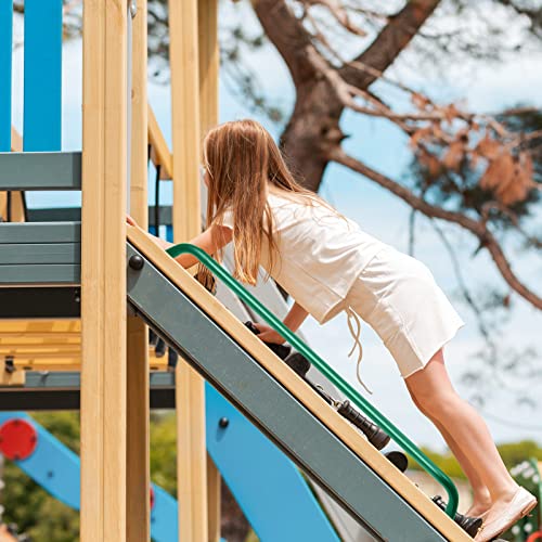 Lounsweer 2 Pcs,39 Inch Playground Safety Handles, Long Grab Bars,Green | Playhouse Ladder Handles, Treehouse Accessories, Rock Climbing Wall, Metal Grab Bars, Safety Handrails, Playground Equipment - color: Green, size: 39 Inch