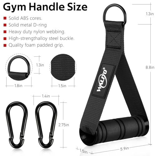 Exercise Handles, Cable Machine Handles for Gym Cable Attachments Training | 2 Pack Heavy Duty Handle with Non Slip Grip for Cable Machines, Pull Down Workouts, Resistance Bands and Home Gym Equipment - color: Black