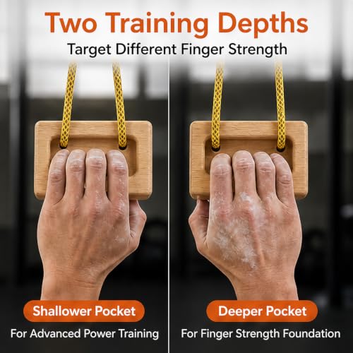 Portable Hangboard, Pinch Block, Set of 2, Wooden Climbing Training Holds for Finger, Grip and Upper Body Strength