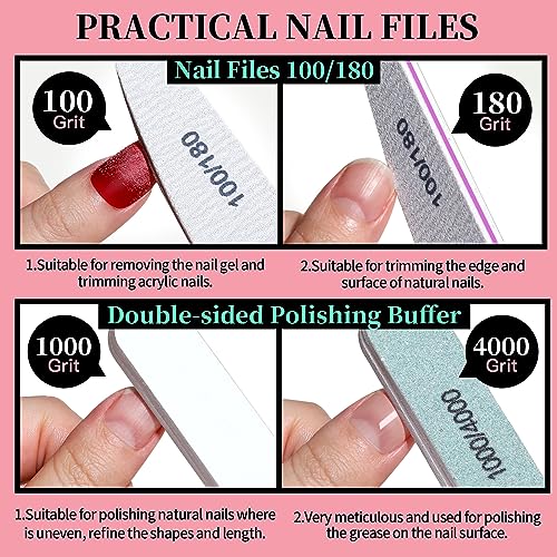FANDAMEI Manicure Kit, Nail Files 100/180, Cuticle Nippers, Nail Buffer Block, Cuticle Pusher, Cuticle Peeler, Ingrown Toenail Tool, Toenail File, Nail Care Kit, Nail Tools for Manicure, White - color: H-white