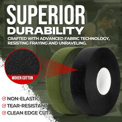 Gun Grip Tape, 1 in x 82 FT Goon Tactical Tape for Guns, Handgun, Pistol, Firearm, Rifle, Hockey, Bats, Baseball - Non-Slip, Non-Reflective Gun Tape Cotton & Synthetic Blend (Black & Green)