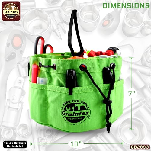 Graintex 18 Pockets Grab Bag Rip-stop Canvas Drawstring Closure, Small Part Organizer Pouch, Small Tools, Screws, Parts, Parachute Tool Bag for Efficient Storage - Lime Green - color: Lime Green