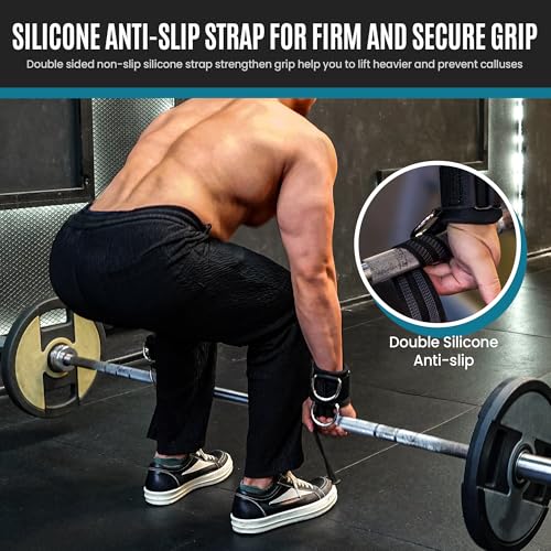 Weight Lifting Straps With D Rings, Balency Padded Lifting Wrist Straps | Non-Slip Gym Straps for Deadlift, Powerlifting, Cable Machine Workout, Lifting Strap for Gym Strength Training