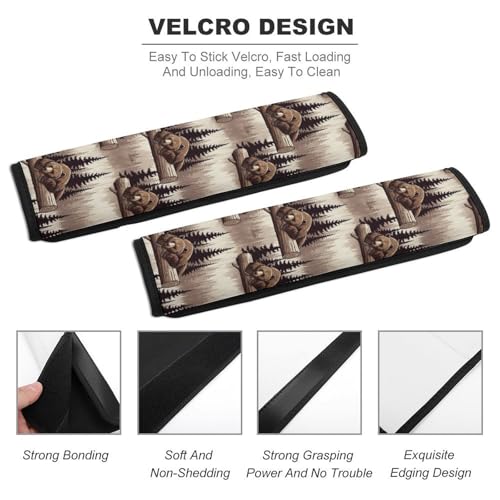 Universal Fit Seat Belt Cover for Adult Use, Stroller Pushchair High Chair, 2PCS Wild Animal Hunting Western Cabin Rustic Country Farmhouse Bear Harness Pads Strap Shock Absorption - color: Pattern 599