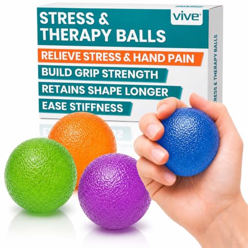 Vive Squeeze Balls for Hand Therapy, Exercise, Arthritis (w/Rehab Video App) - Grip Strengthener Occupational Equipment for Finger, Wrist, Carpal Tunnel, Pain Relief