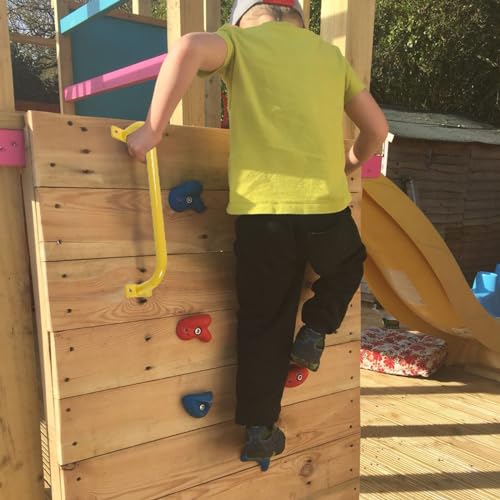 ESPETS 17 Inch 6 Pieces Yellow Outdoor Metal Safety Playground Handles | Easy-to-Install Swing Set Accessories, Playset Hand Grips, Indoor Monkey Bars, Jungle Gym, Playhouse, Climbing Frame - color: Yellow -6 Pcs