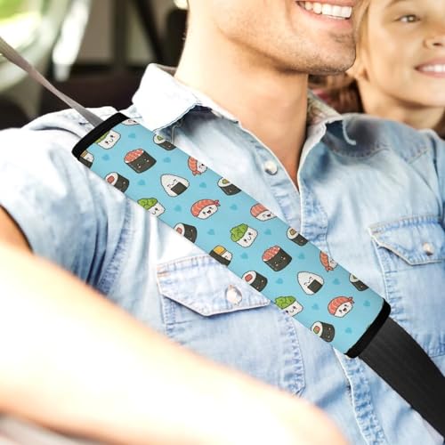 Universal Soft and Comfortable Car Seat Straps Shoulder Pads for Girls and Boys, Most Cars, 1 Pair Blue Sushi Harness Pads Strap Comfortable Driving - color: Pattern 207