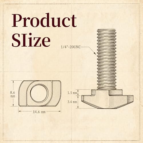 O'SKOOL T Track Bolts Drop-in Hardware Kit 60PCS, 1/4"-20 Thread T-Slot Bolts with Knobs and Washers, T Track Accessories for Woodworking Jigs and Fixtures, HWR007 - style: Drop-In Hardware Kit, Set of 60