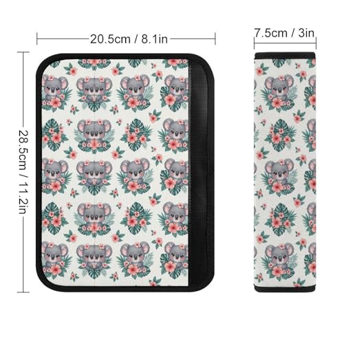 Universal Soft and Comfortable Seat Belt Cover for Adult Use, Stroller Pushchair High Chair, 2 Pack Cute Koala Pink Floral Shoulder Harness Cover - color: Pattern 606