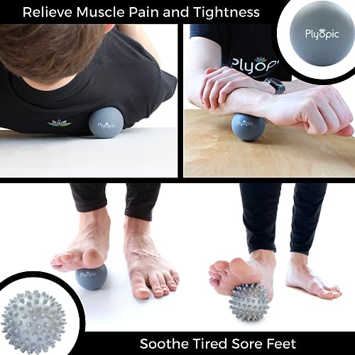Plyopic. Massage Ball Set – for Deep Tissue Muscle Massage, Myofascial Release, Trigger Points, Mobility, Plantar Fasciitis - Eliminate Muscle Tension & Tightness in Your Back Neck Foot