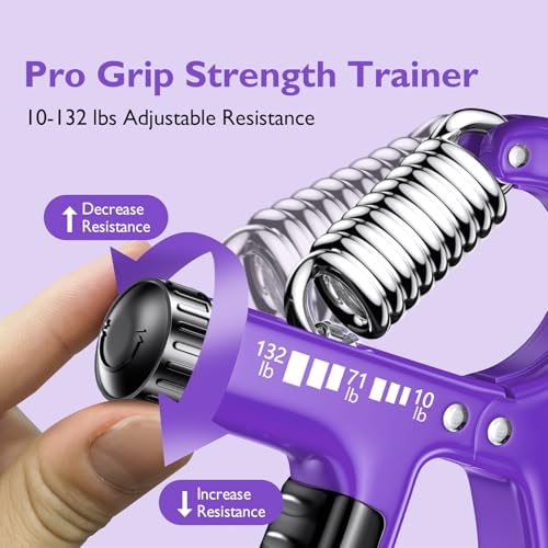 FitBeast Grip Strengthener Forearm Strengthener, Adjustable Hand Grip Strengthener for Strength Training & Rehabilitation, 10-132 lbs Resistance, Ideal for Athletes and Physical Therapy (1 Piece) - color: Purple