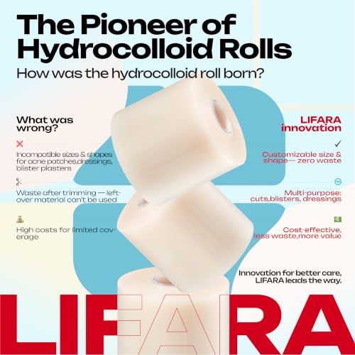 LIFARA Hydrocolloid Roll for Wound Care - Cut-to-Size, Hydrocolloid Patch Bandages with Self-Adhesive, Ultra Absorbent & Waterproof, First Aid Kit Essential (19.7mil/ 0.5mm Thickness, 3in*26ft) - size: 3in*26ft, 19.7mil/ 0.5mm Thickness