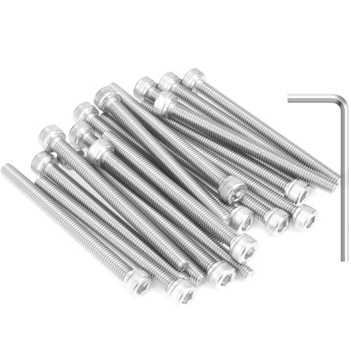 HELIFOUNER 20 Pieces M5 x 60mm, Thread Pitch 0.8mm, 304 Stainless Steel (18-8) Hex Socket Head Cap Screws, Fully Threaded - size: M5 x 60mm