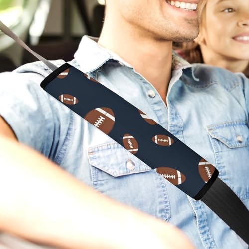 Universal Soft and Comfortable Football Pattern Seat Belt Cover for Kids, Most Cars, 2 Piece Seat Belt Covers Cushion Shock Absorption - color: Pattern 50