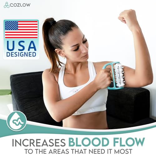 COZLOW - MyoRelease Lymphatic Drainage Massager - Green - Handheld Fascia Release + Scar Tissue Massage Roller for Shoulder, Neck, Belly, Thigh, Leg, Back, Glutes - Helps Reduce Cellulite Appearance - color: Green