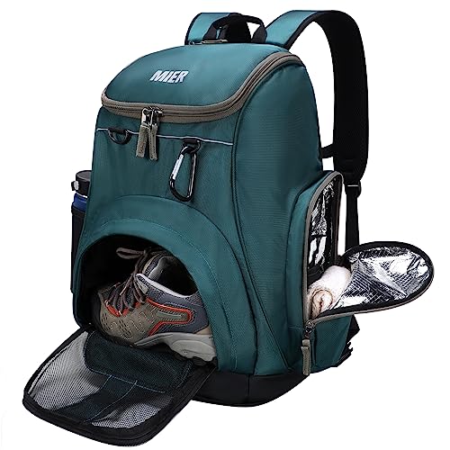 MIER Gym Backpack 40L Basketball Backpack with Ball Compartment & Shoes Storage Multi-Functional Sports Soccer Bag Large Equipment Back Pack Volleyball Backpacks for Men Women - color: Dark Green
