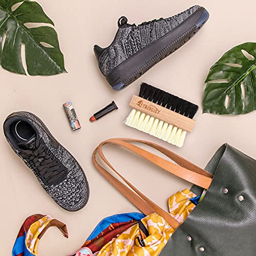YoungJoy Dual Sided Sneaker Shoe Cleaner Brush Set Shoes Clean Brush Kit Horsehair Boar and Plastic Bristles with Microfiber Cloth (C) - style: C