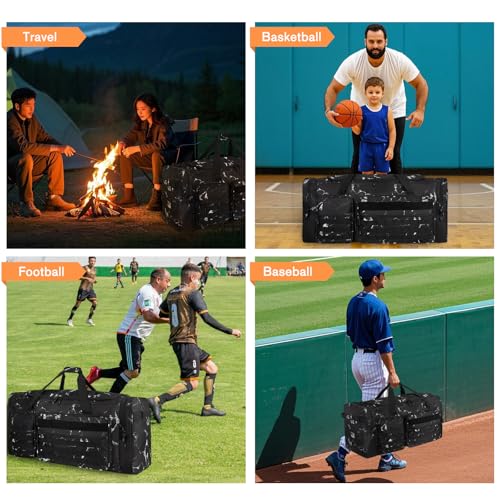 Goloni 130L Heavy Duty Large Duffle Equipment Bag,Catchers Gear Bag with Shoe Compartment,Baseball Duffle Bag - color: Marble