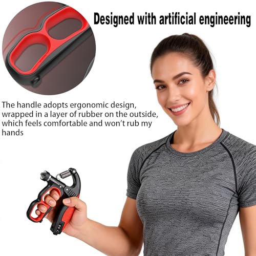 Hand Gripper Strengthener, 22-330LB Adjustable Resistance Grip Strength Trainer with Counter, Forearm Exerciser for Injury Recovery and Muscle Building - color: Green