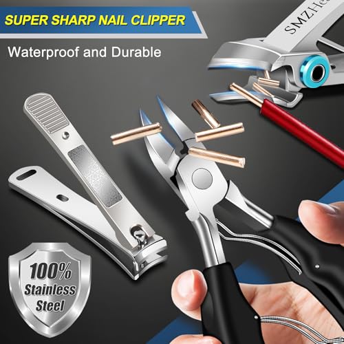 Toenail Clippers for Seniors Thick Toenails, 2026 Large Toe Nail Clippers for Men Thick Nails with Wide Opening, Sharp Heavy Duty Ingrown Toenail Clippers Nail Cutter Long Handle with Slanted Blade - color: Sliver&black 5pcs